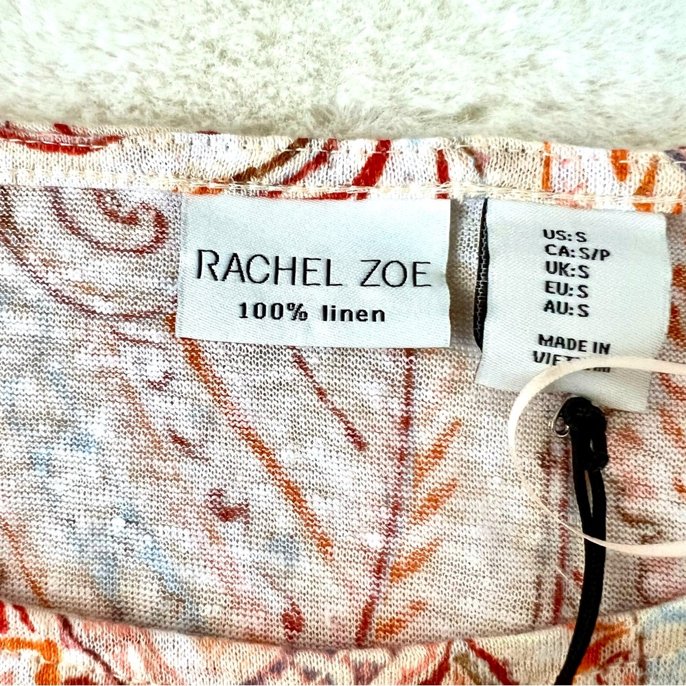 Rachel Zoe Linen To Love 100% Linen Paisley Print Size Small NWT - Picture 10 of 13